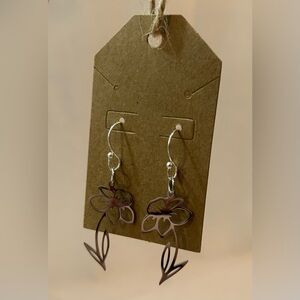 Elegant Floral Silver Tone Earrings